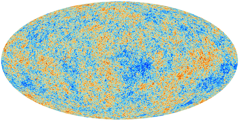 mappa delle anisotropie della radiazione cosmica di fondo, dati del satellite Planck, 2013 (fonte ESA)